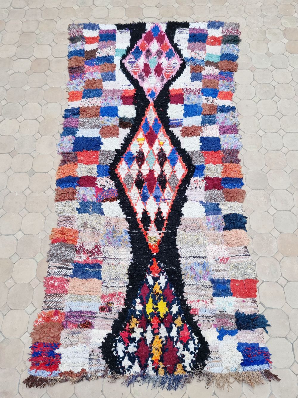 Moroccan Vintage Boucherouite Rug 175x85cm