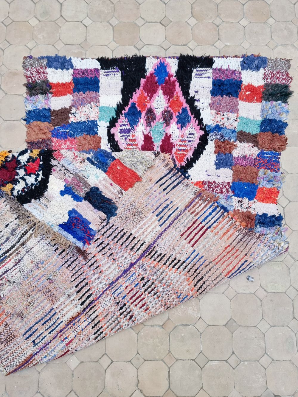 Moroccan Vintage Boucherouite Rug 175x85cm
