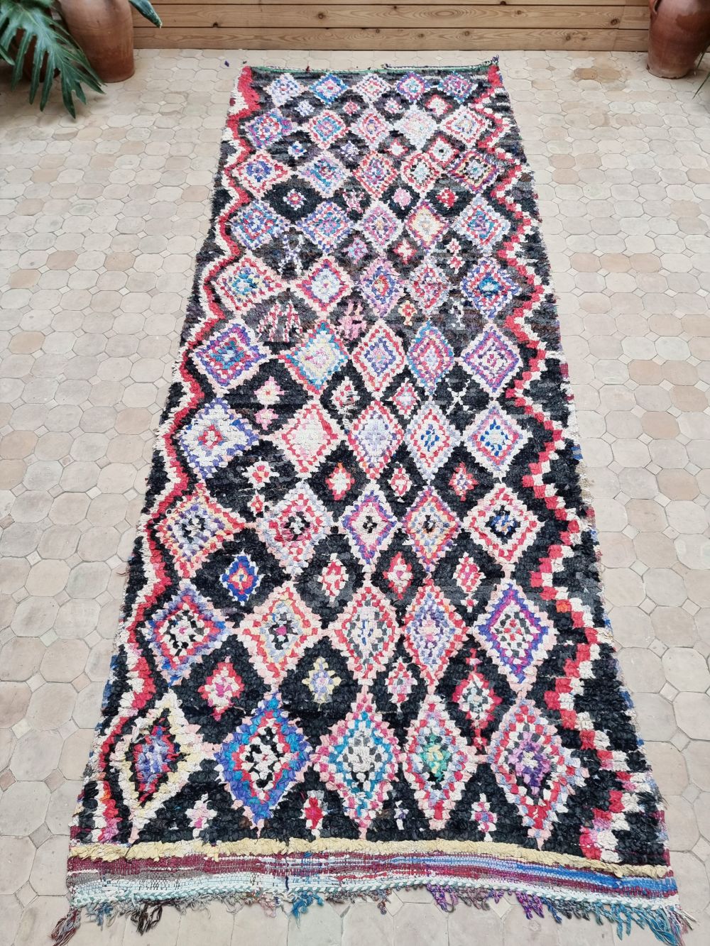 Marokkolainen vintage Boucherouite matto 310x115cm
