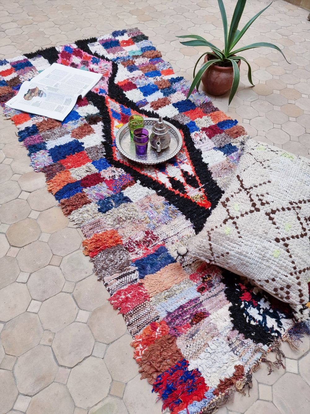 Moroccan Vintage Boucherouite Rug 175x85cm