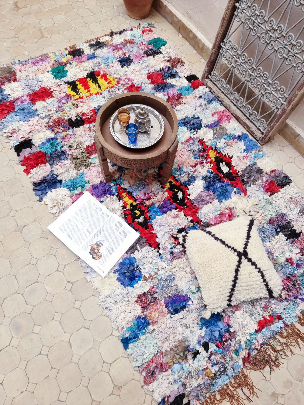 Moroccan Vintage Boucherouite Rug 210x125cm