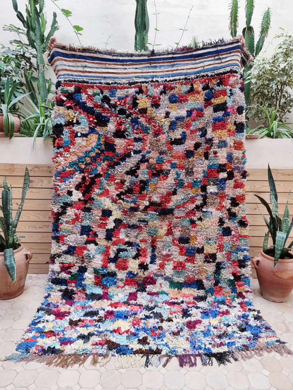 Moroccan Vintage Boucherouite Rug 220x140cm