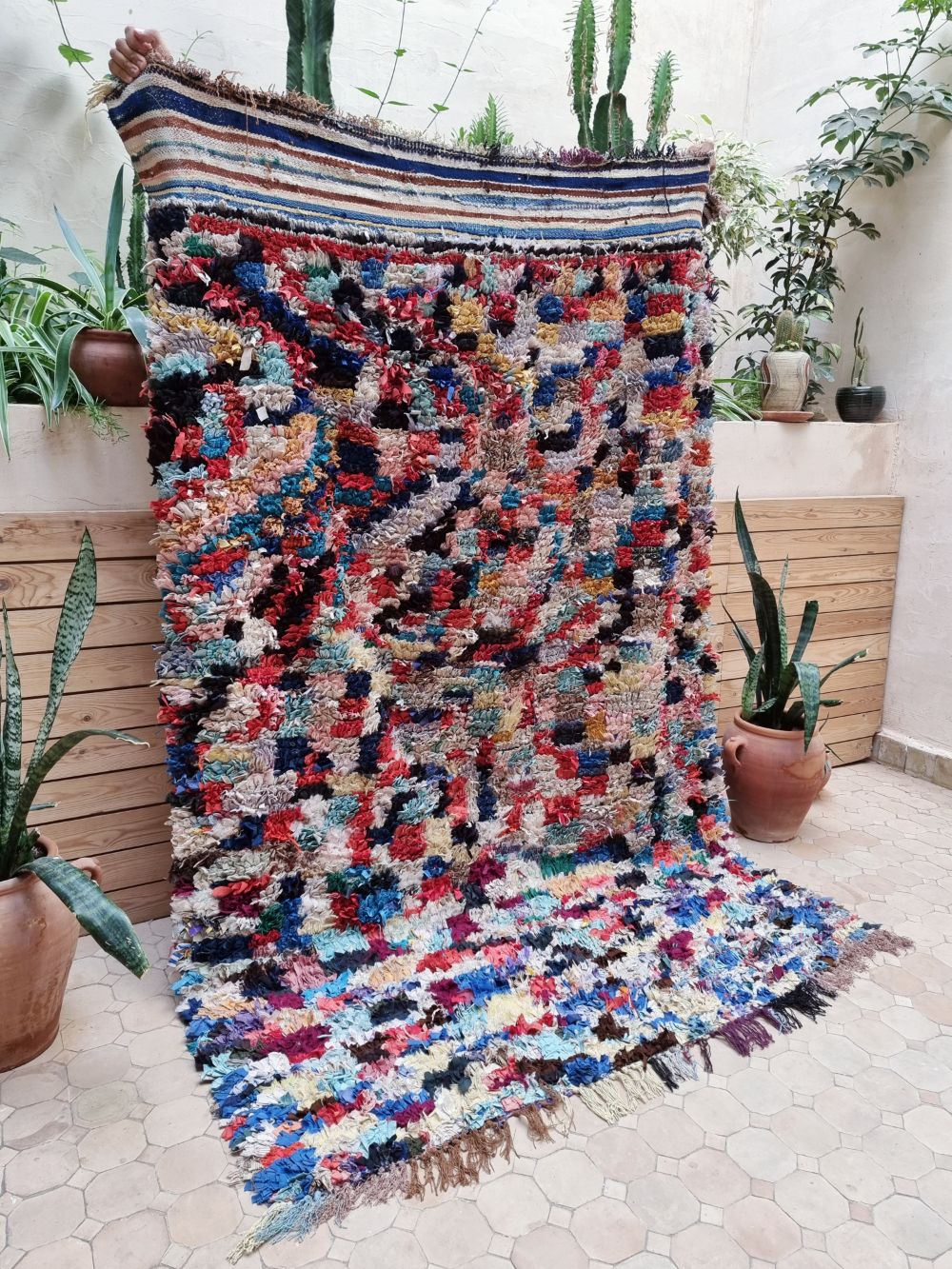 Moroccan Vintage Boucherouite Rug 220x140cm
