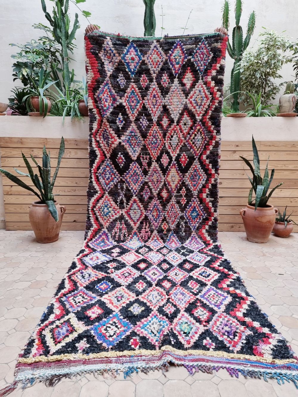 Marokkolainen vintage Boucherouite matto 310x115cm