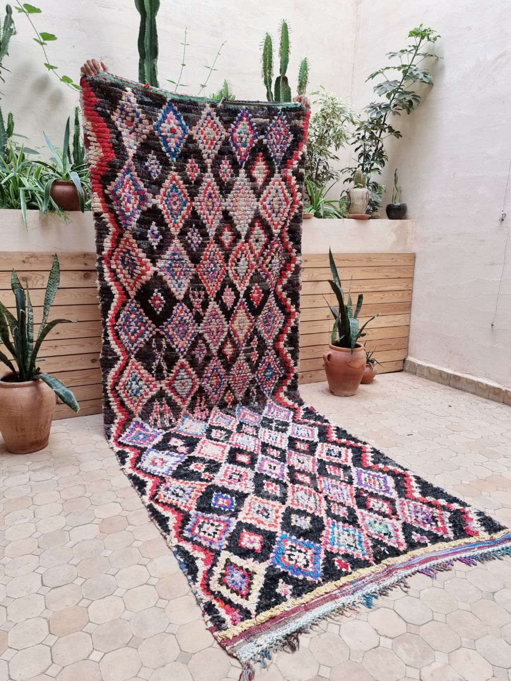 Marokkolainen vintage Boucherouite matto 310x115cm