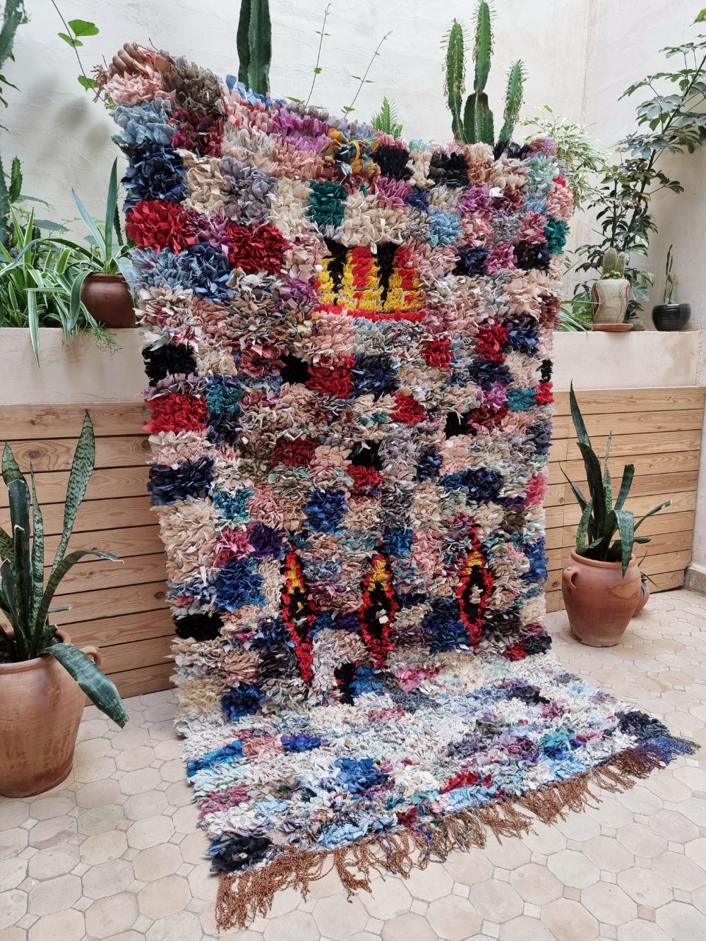 Moroccan Vintage Boucherouite Rug 210x125cm