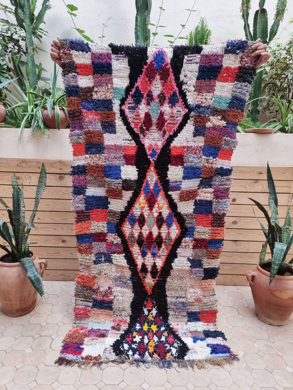 Moroccan Vintage Boucherouite Rug 175x85cm