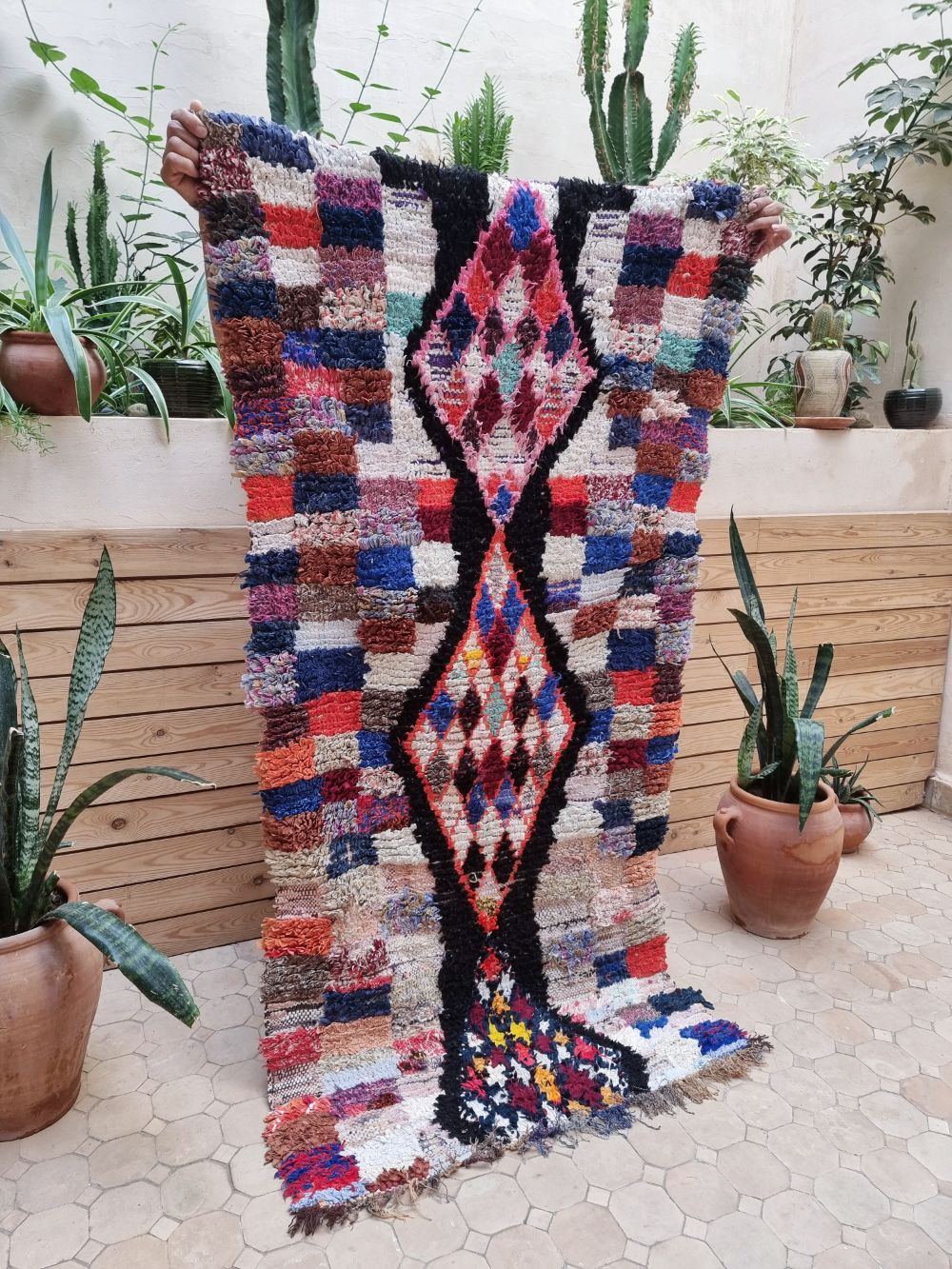 Moroccan Vintage Boucherouite Rug 175x85cm