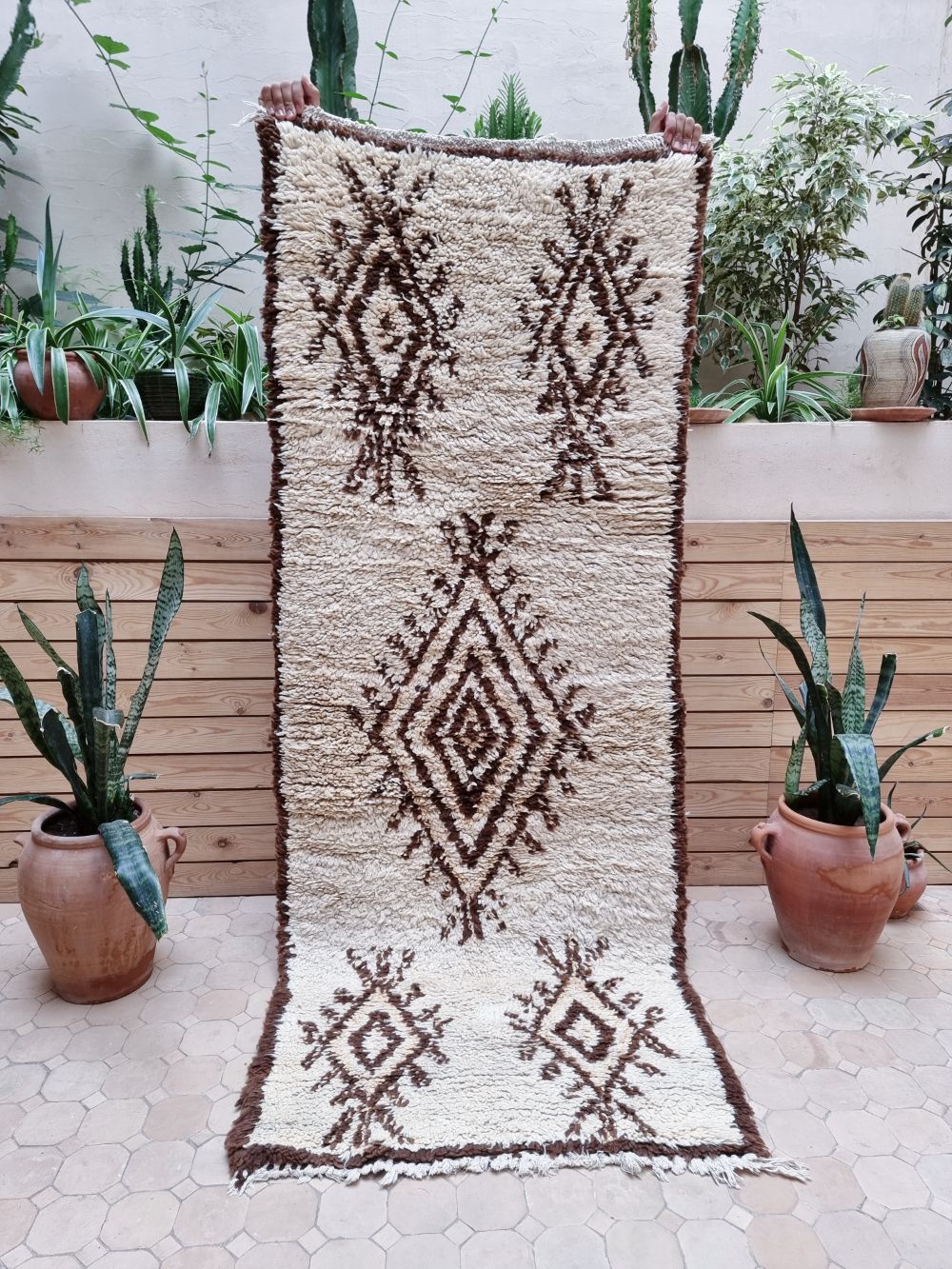 Moroccan vintage Beni Ouarain Rug 205x80cm