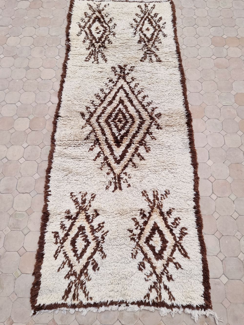 Moroccan vintage Beni Ouarain Rug 205x80cm