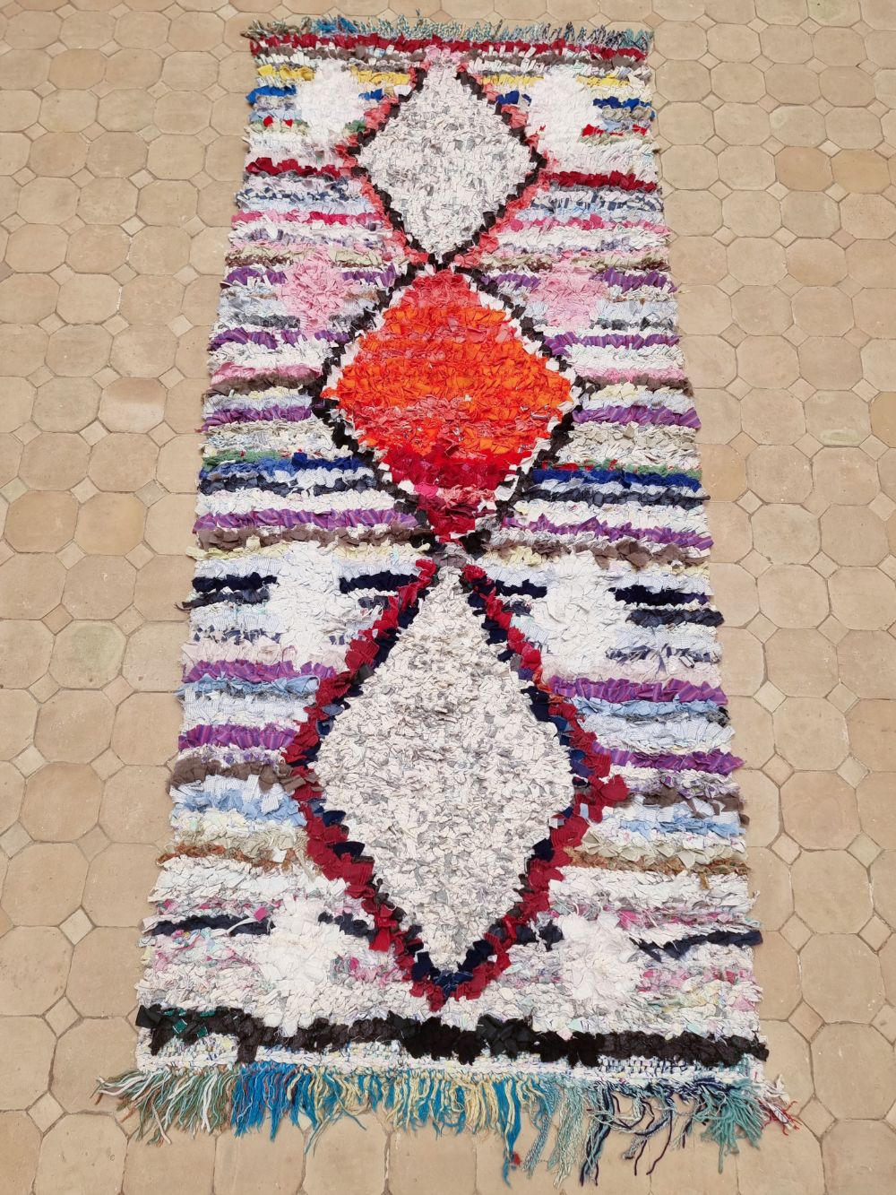 Marokkolainen vintage Boucherouite matto 165x70cm