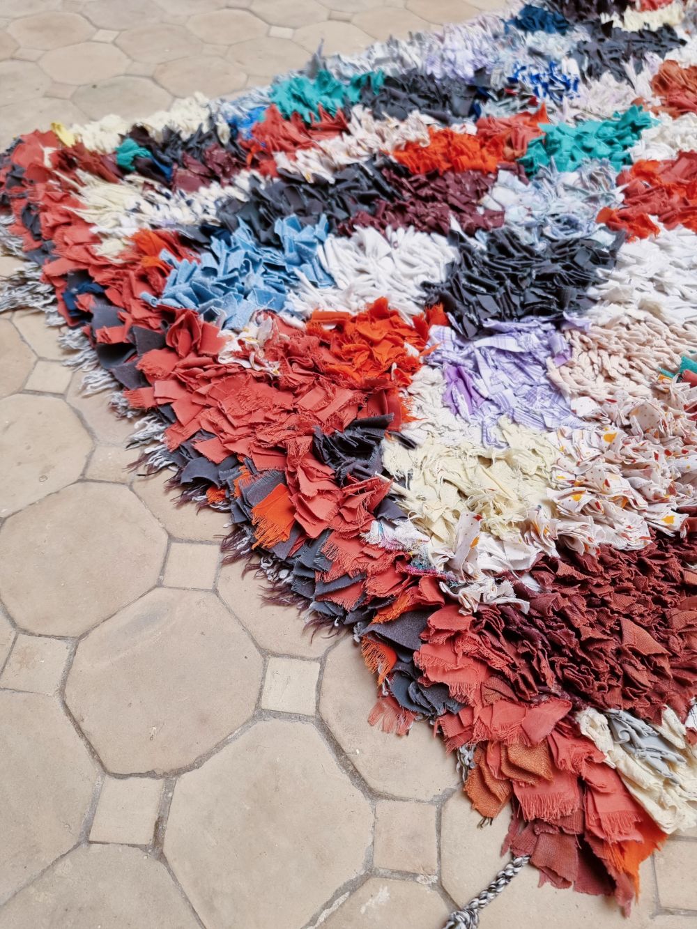 Moroccan Vintage Boucherouite Rug 155x75cm