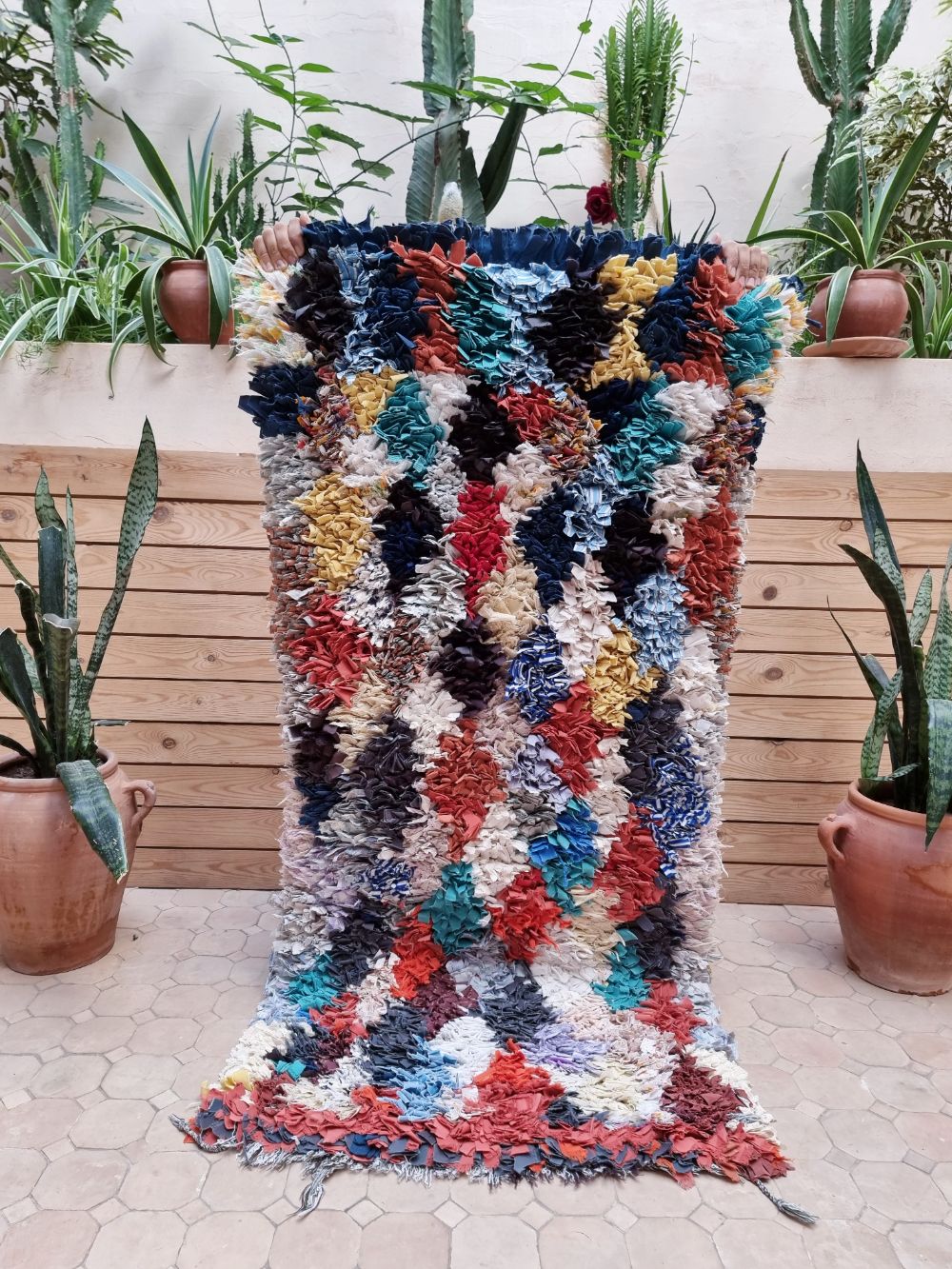 Moroccan Vintage Boucherouite Rug 155x75cm