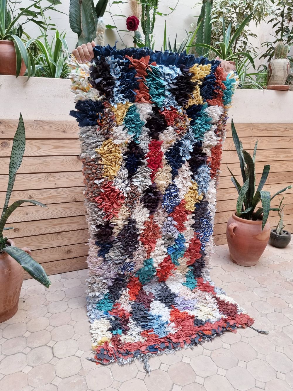 Moroccan Vintage Boucherouite Rug 155x75cm