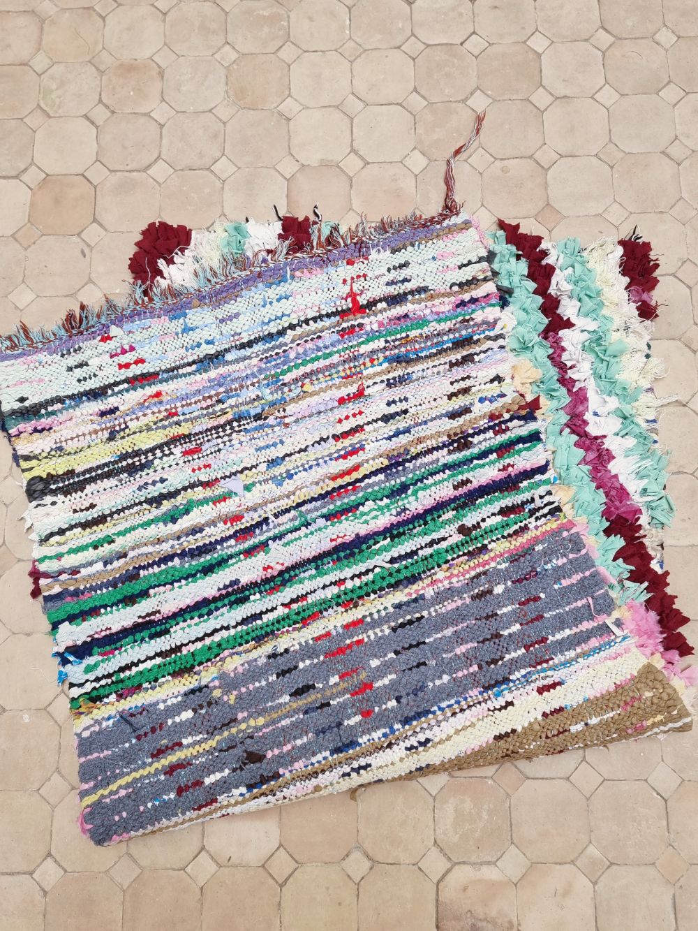 Marokkolainen vintage Boucherouite matto 150x70cm