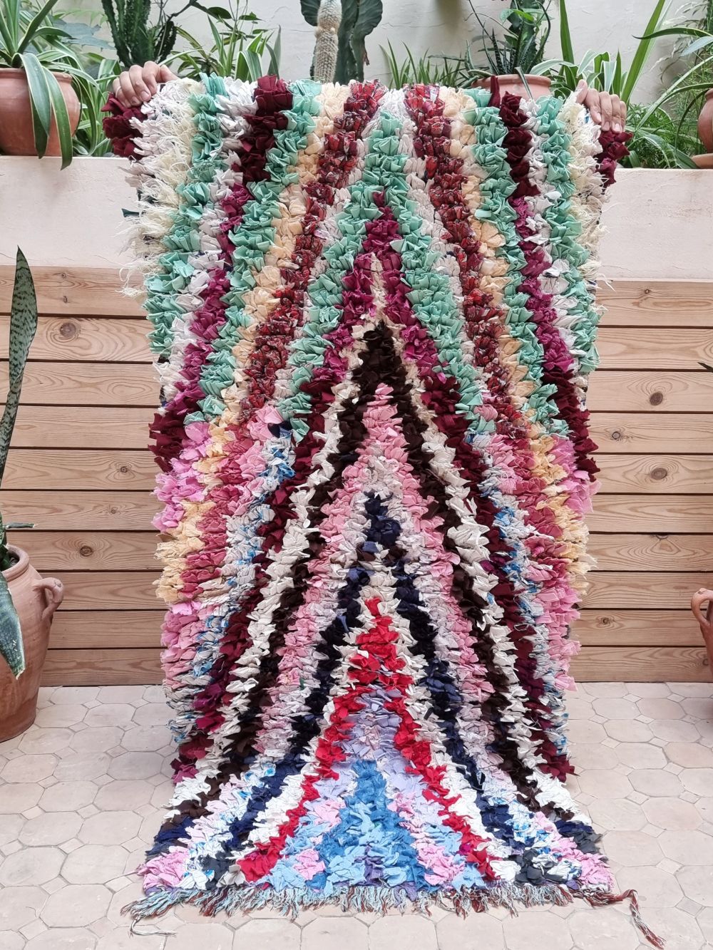 Marokkolainen vintage Boucherouite matto 150x70cm