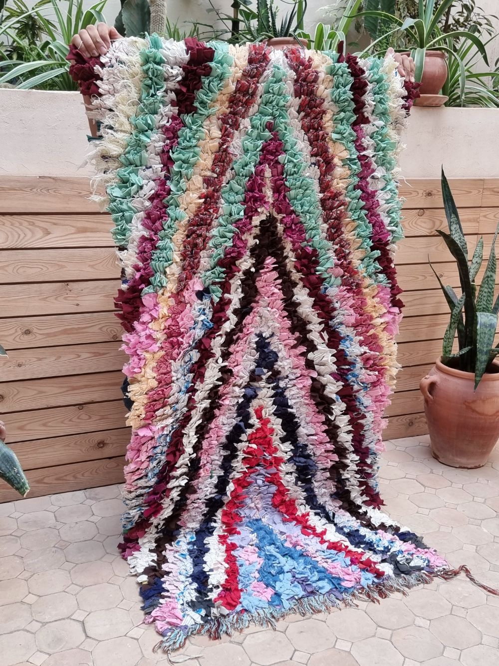 Marokkolainen vintage Boucherouite matto 150x70cm