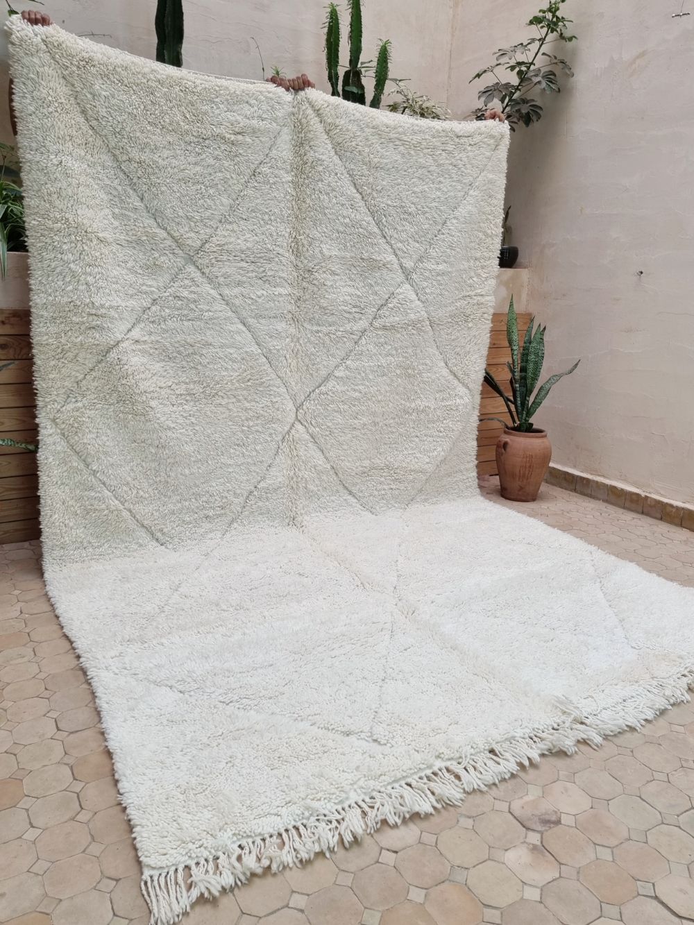 Moroccan All White Rug 325x200cm