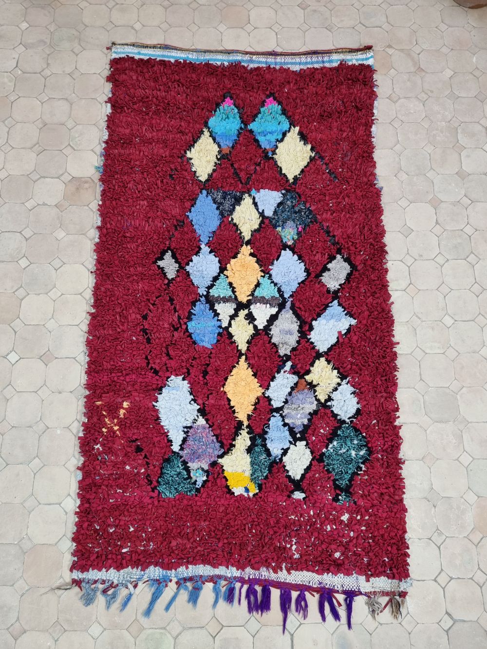 Moroccan Vintage Boucherouite Rug 170x90cm