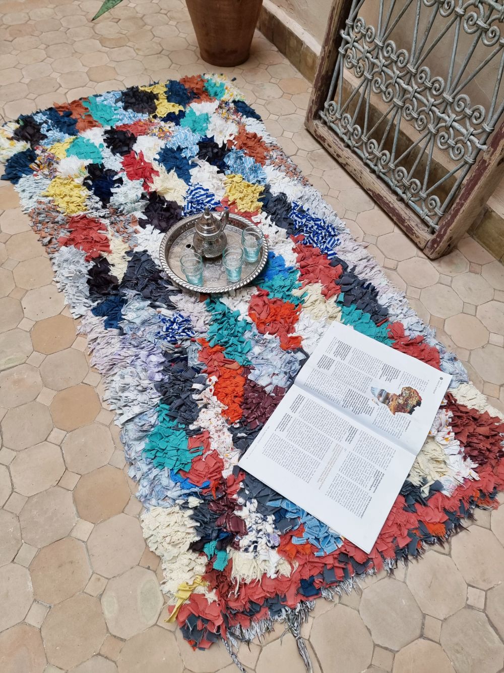 Moroccan Vintage Boucherouite Rug 155x75cm
