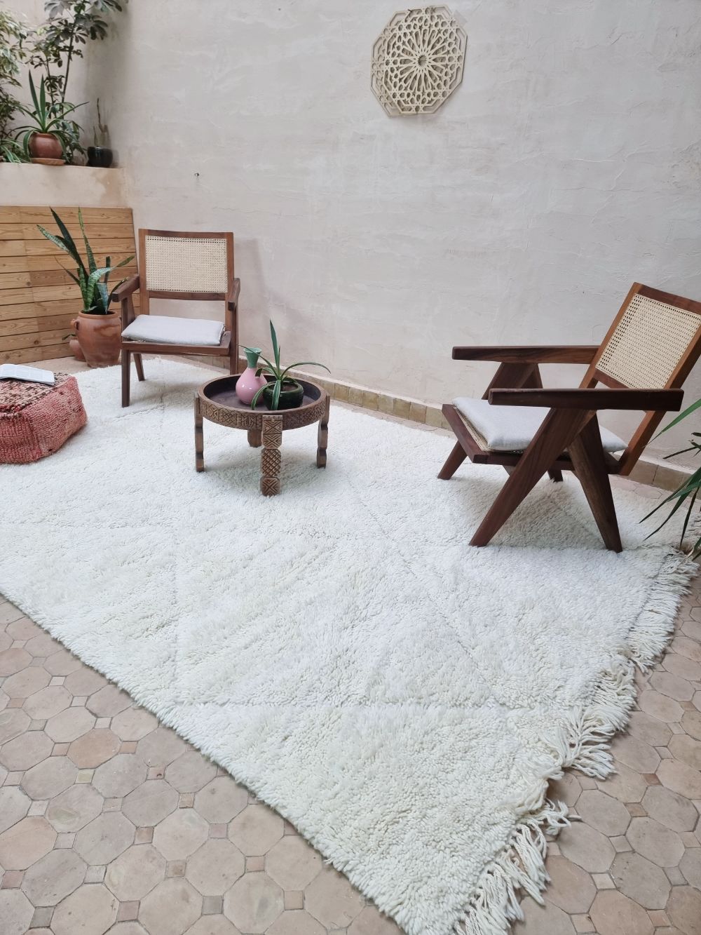 Moroccan All White Rug 325x200cm