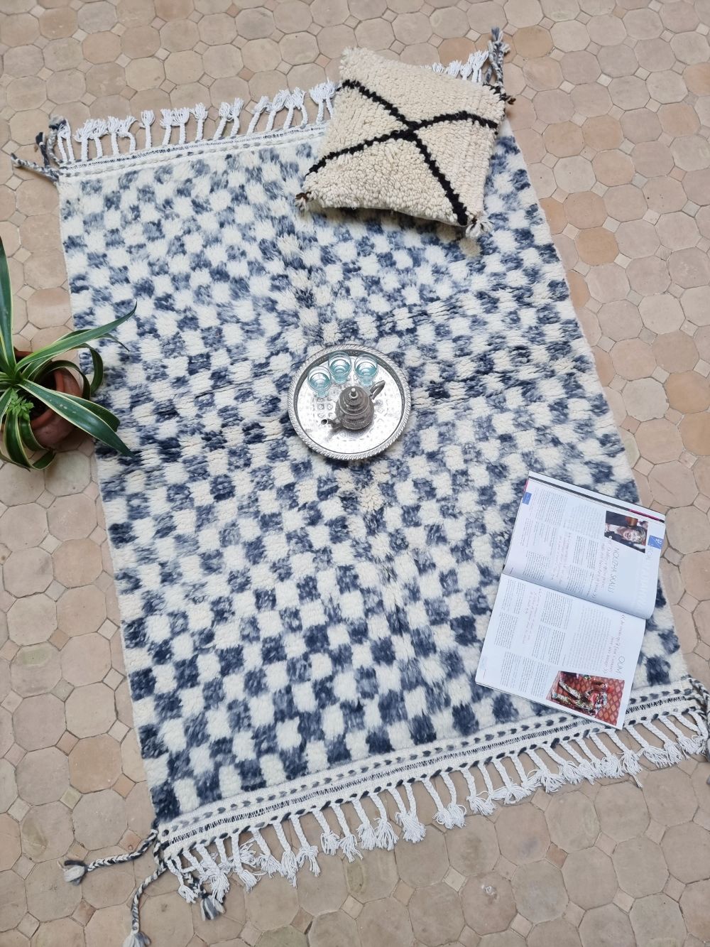 Marokkolainen ruudullinen matto 150x110cm