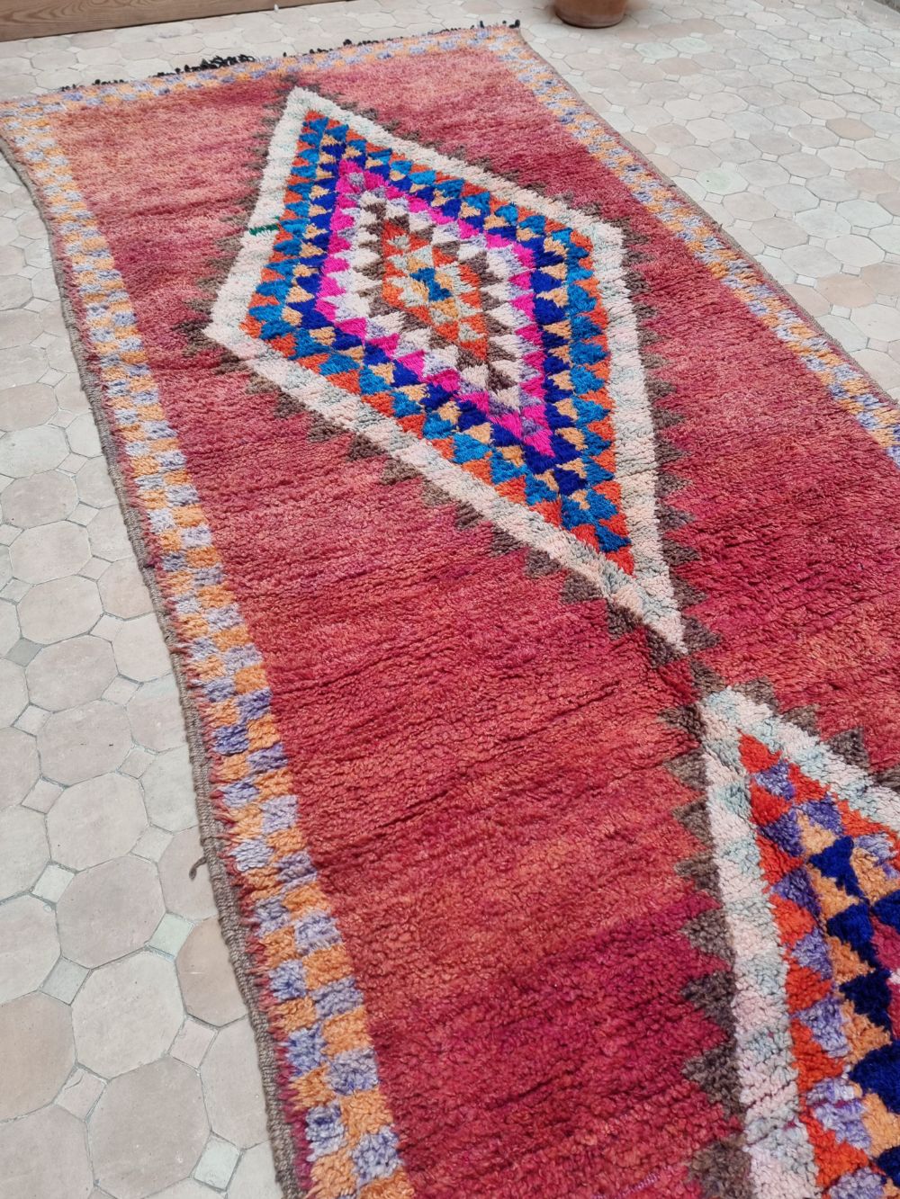 Moroccan Vintage Boujaad runner Rug 375x115cm