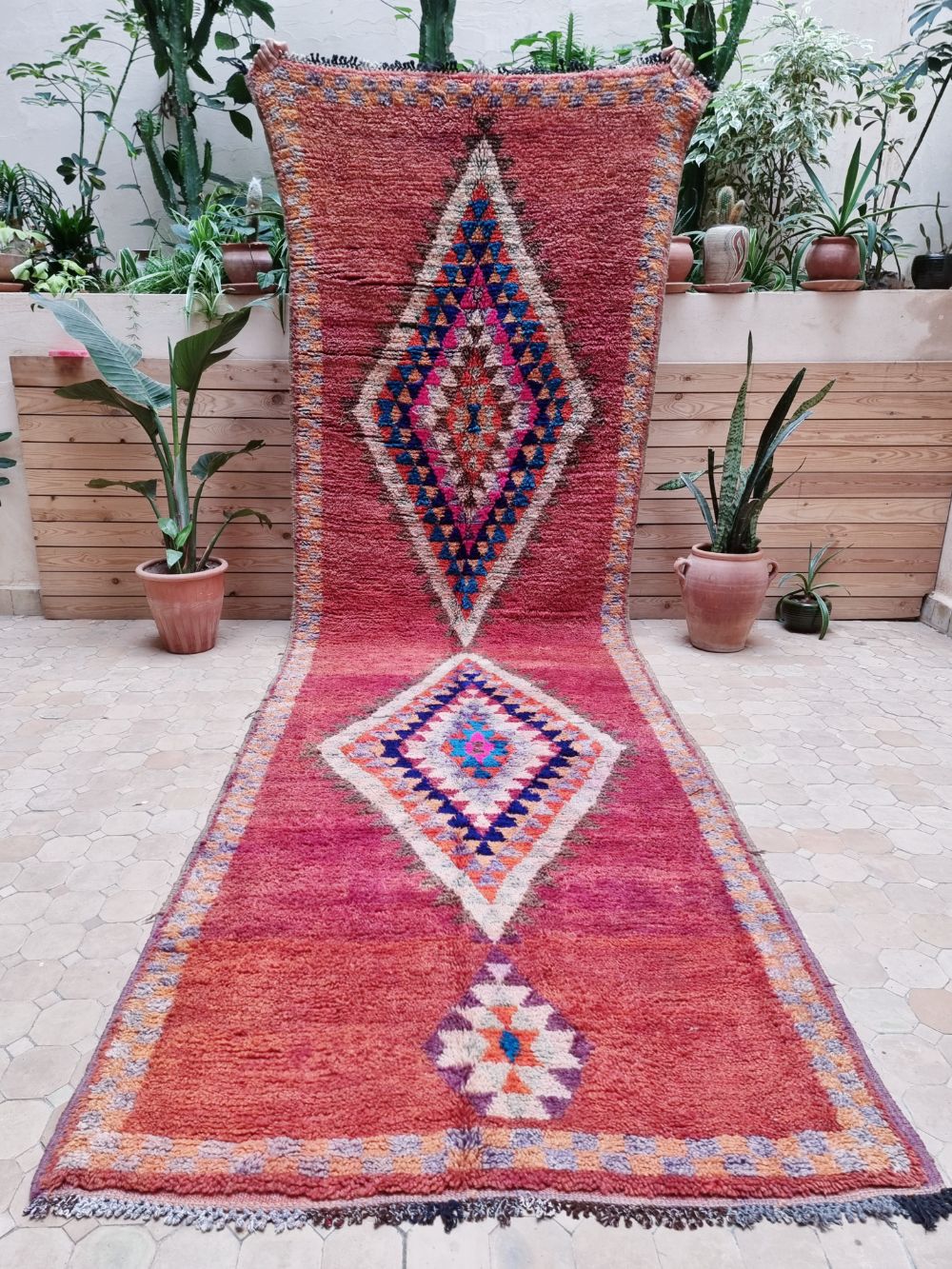 Moroccan Vintage Boujaad runner Rug 375x115cm