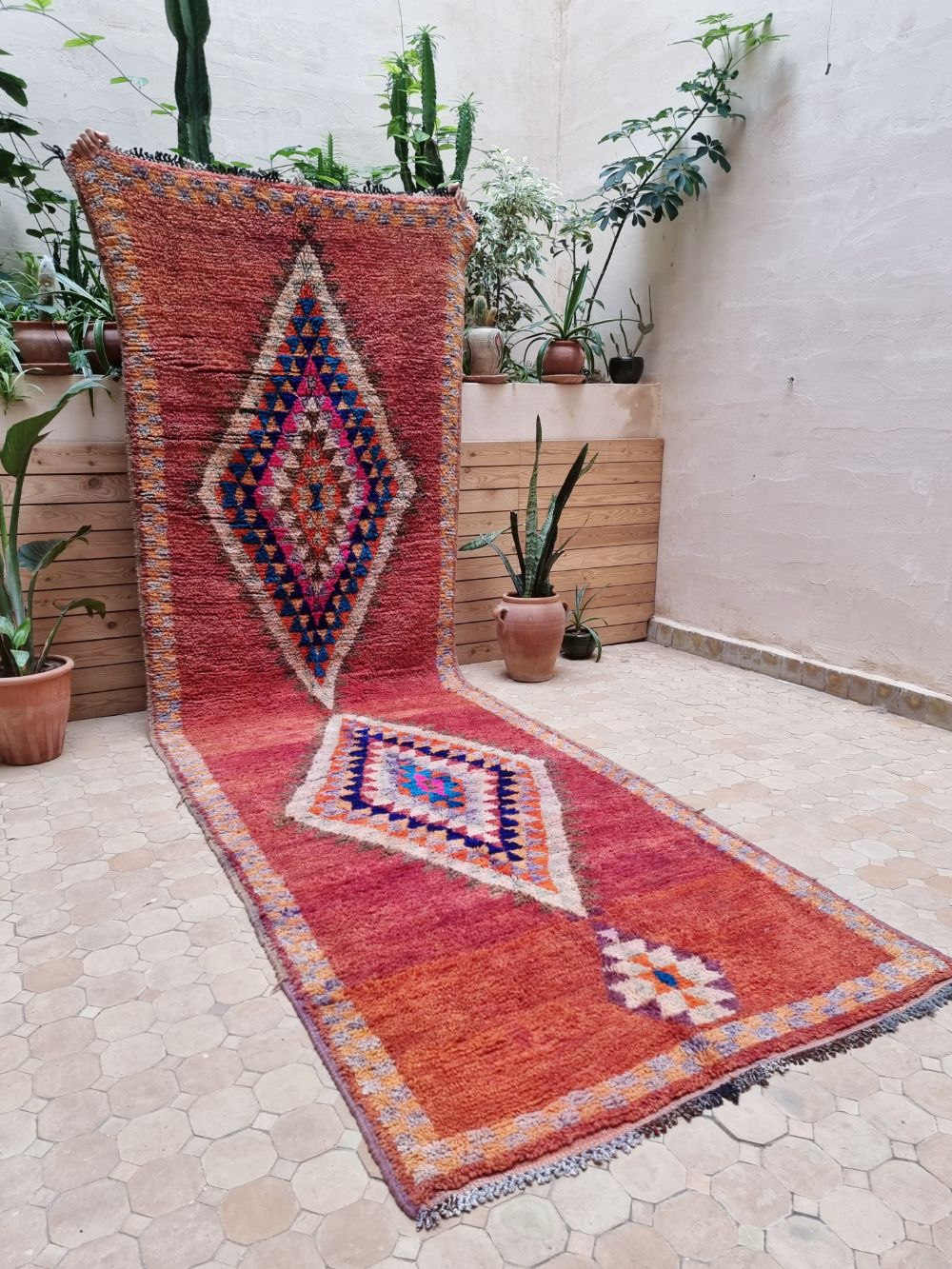 Moroccan Vintage Boujaad runner Rug 375x115cm