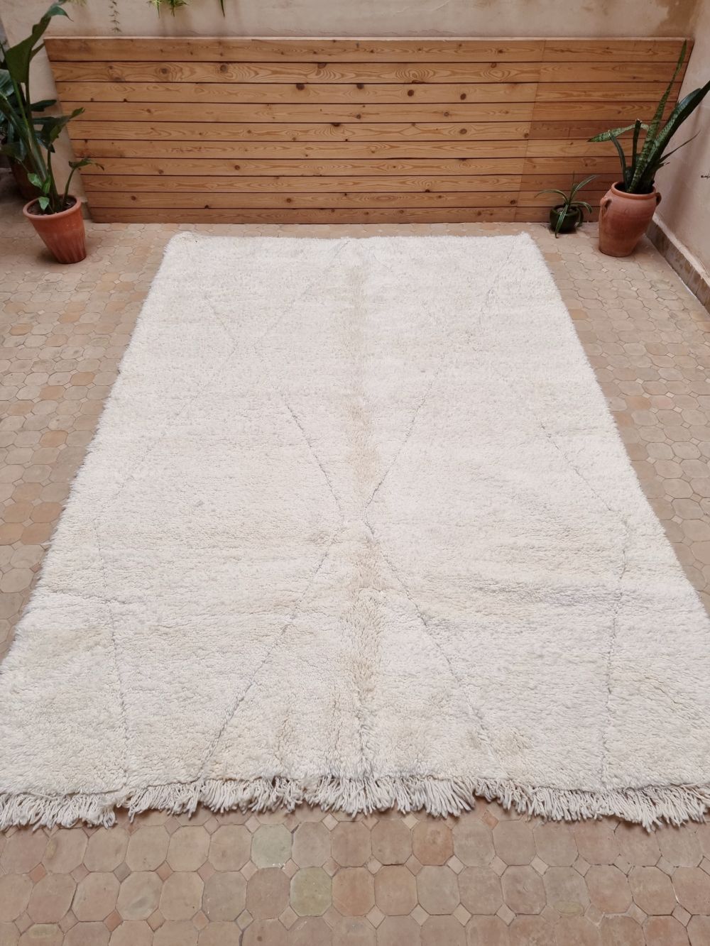 Moroccan All White Rug 300x205cm