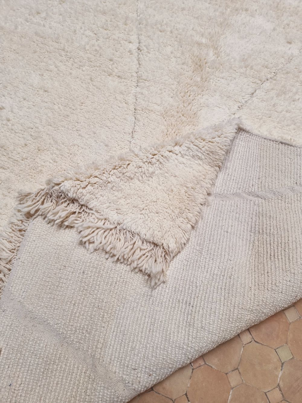 Moroccan All White Rug 300x205cm