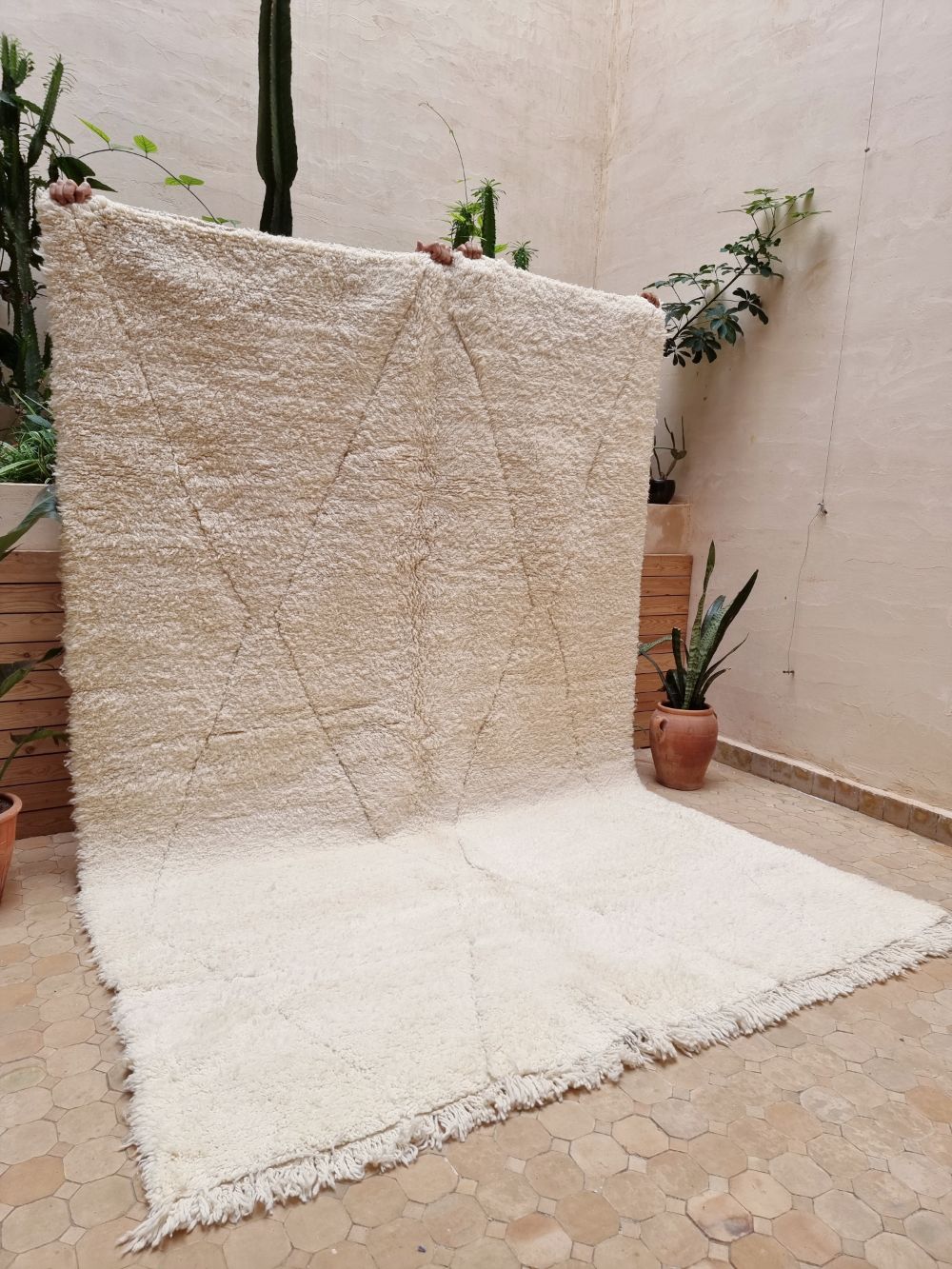 Moroccan All White Rug 300x205cm