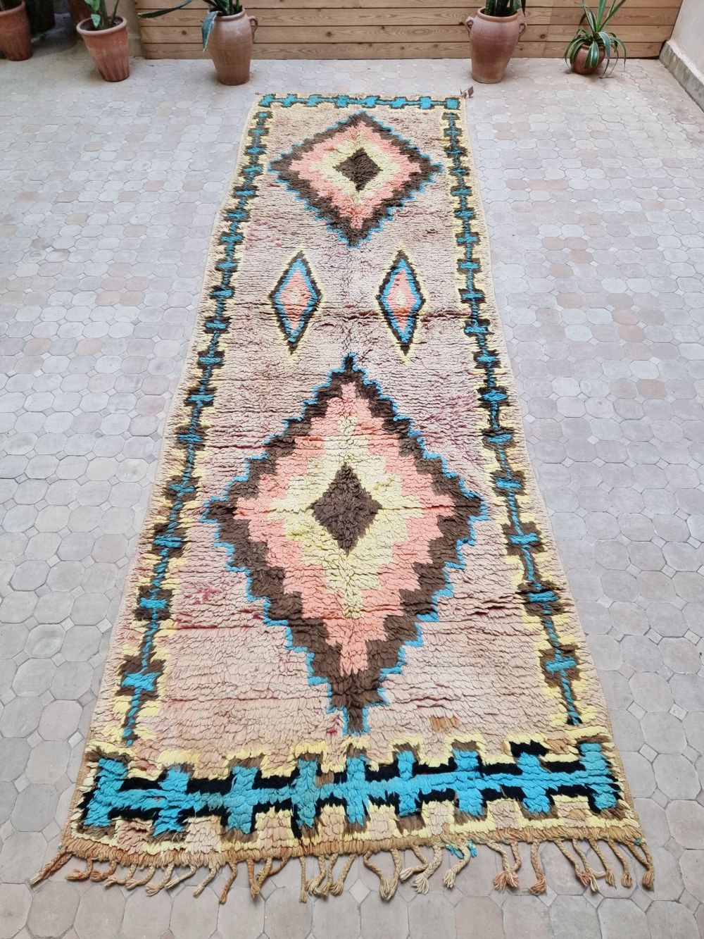 Moroccan Vintage Boujaad runner Rug 380x120cm