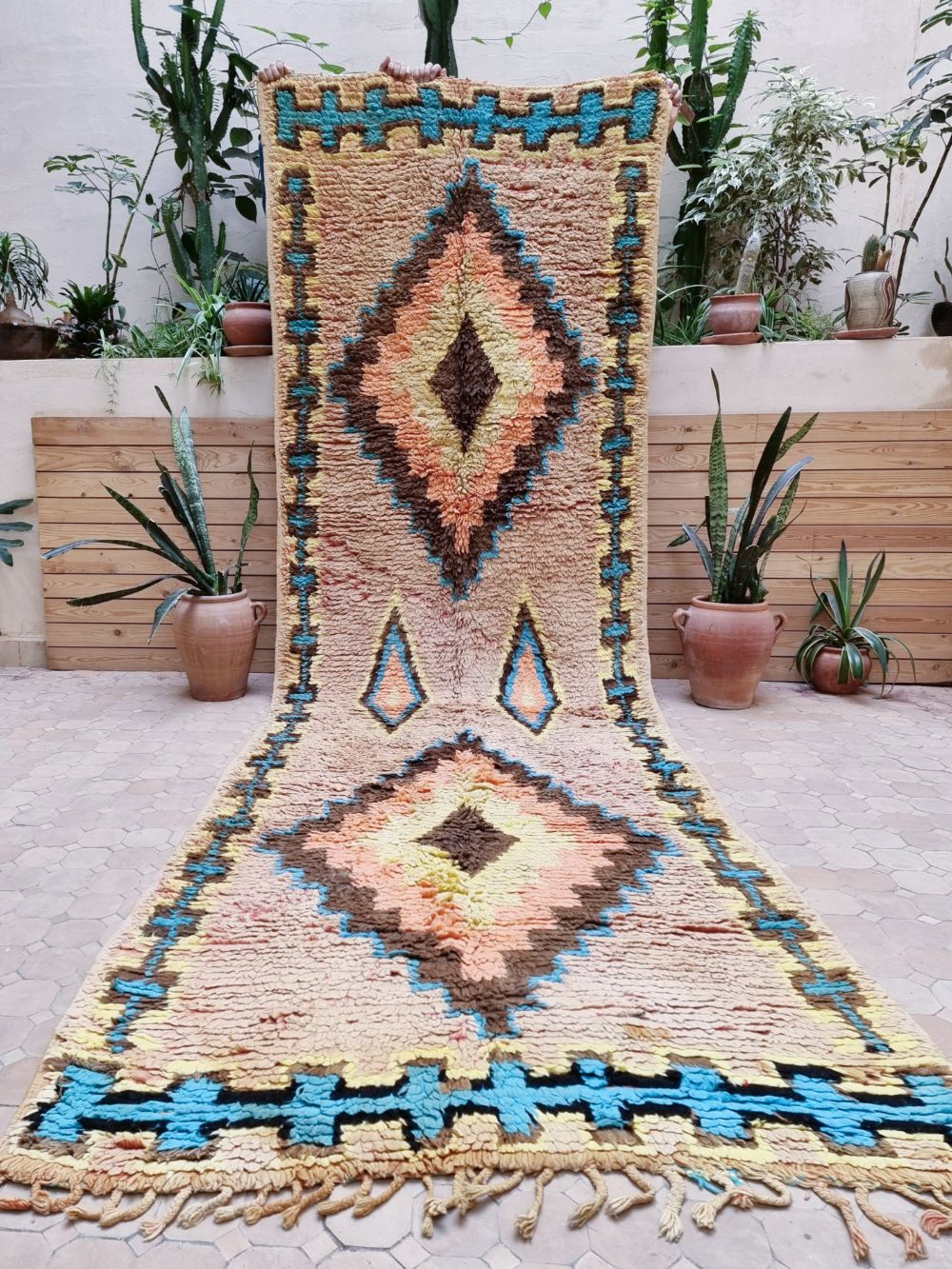 Moroccan Vintage Boujaad runner Rug 380x120cm