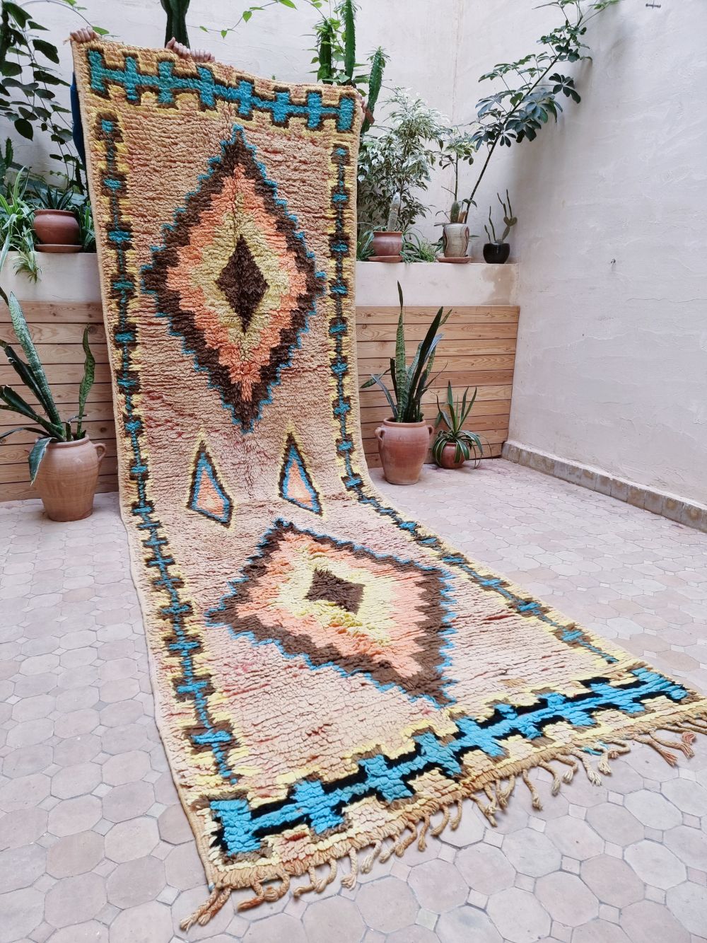 Moroccan Vintage Boujaad runner Rug 380x120cm