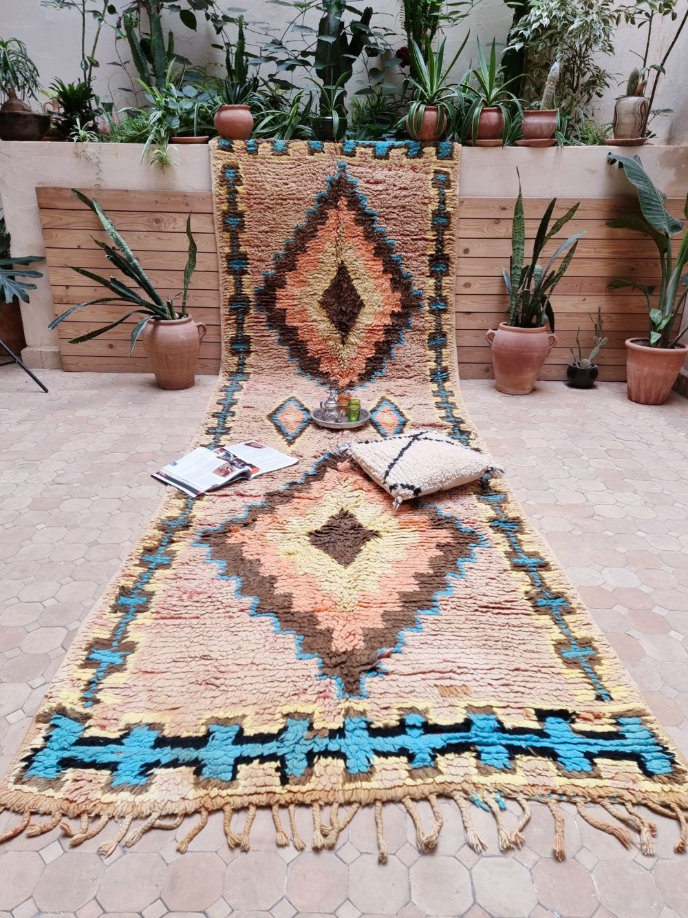 Moroccan Vintage Boujaad runner Rug 380x120cm