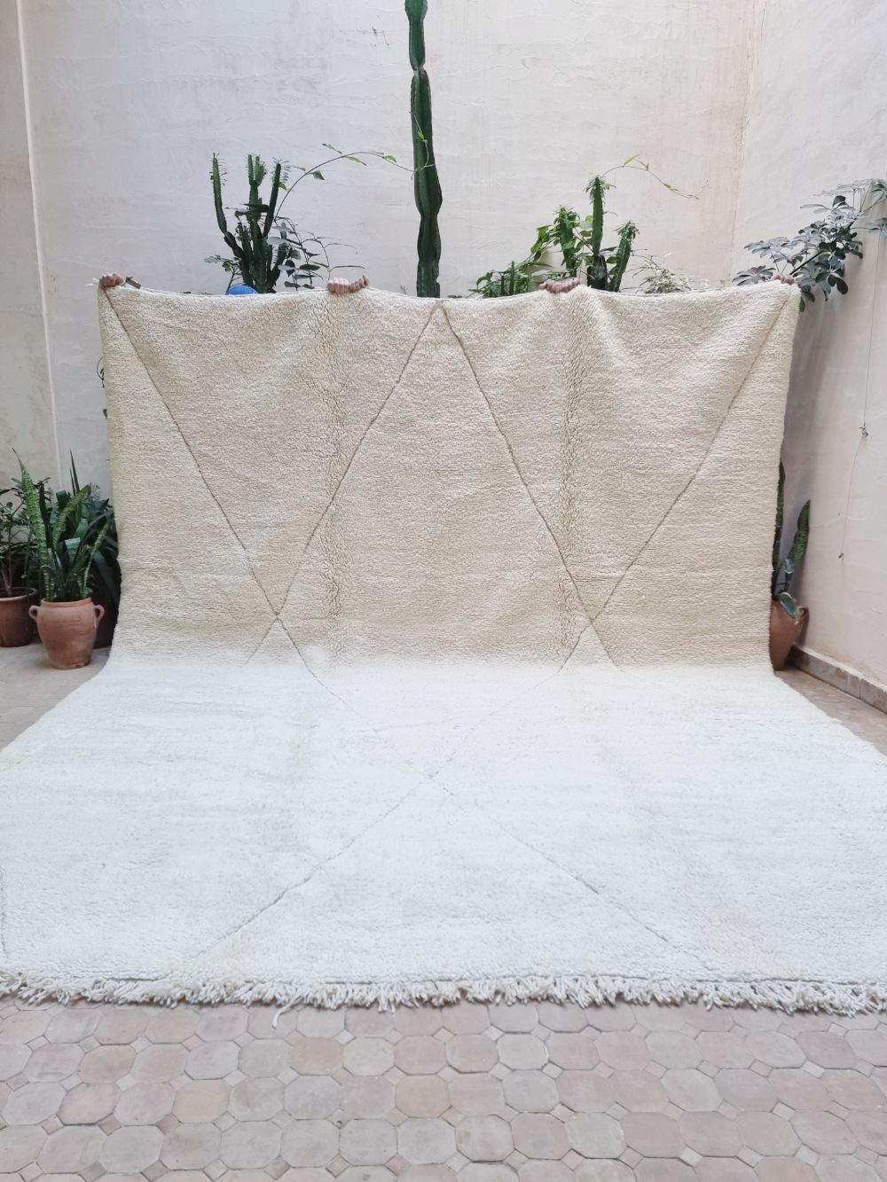 Moroccan All White Rug 405x315cm