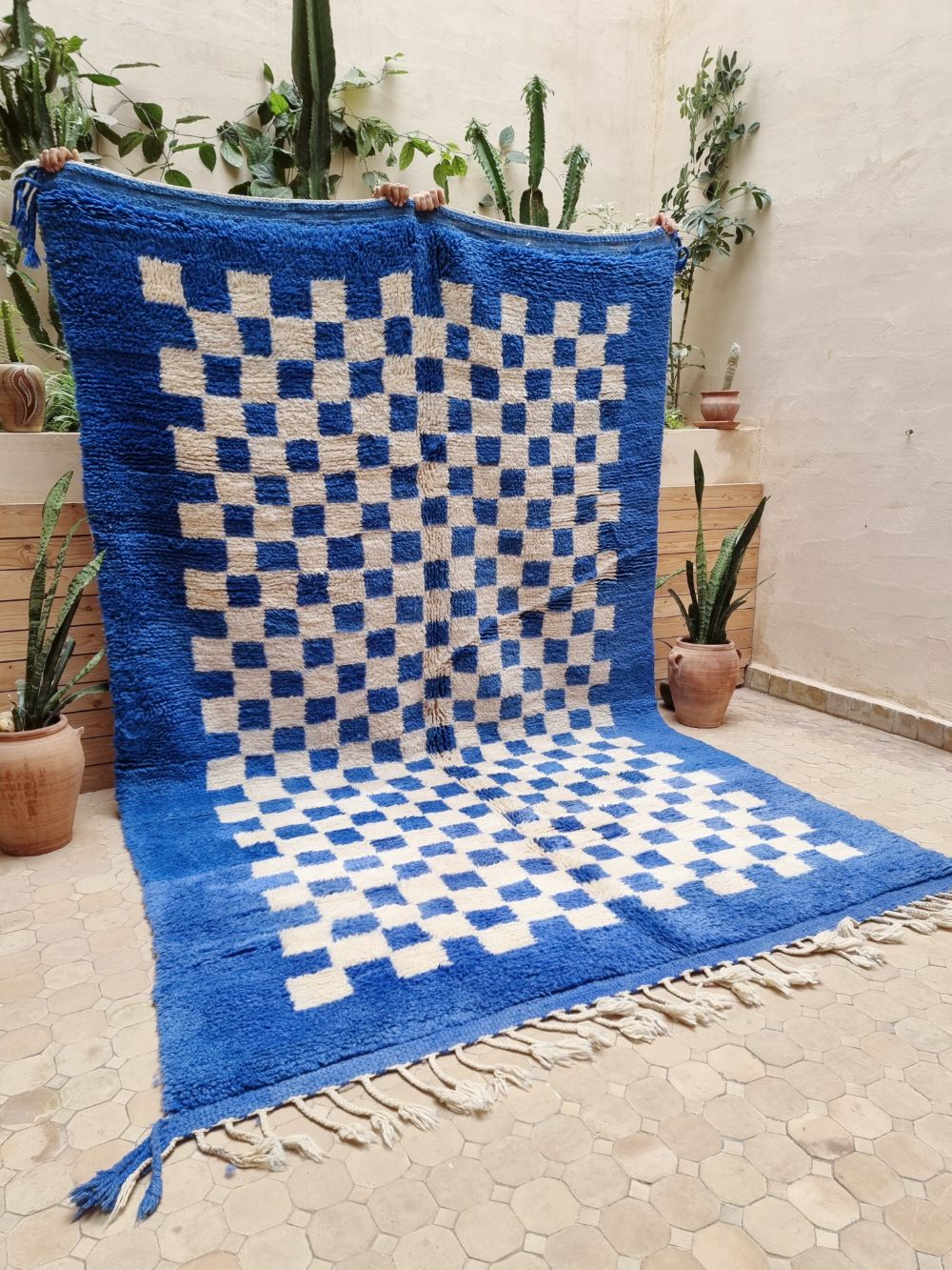 Order by Size: Moroccan Checkered Frame Rug