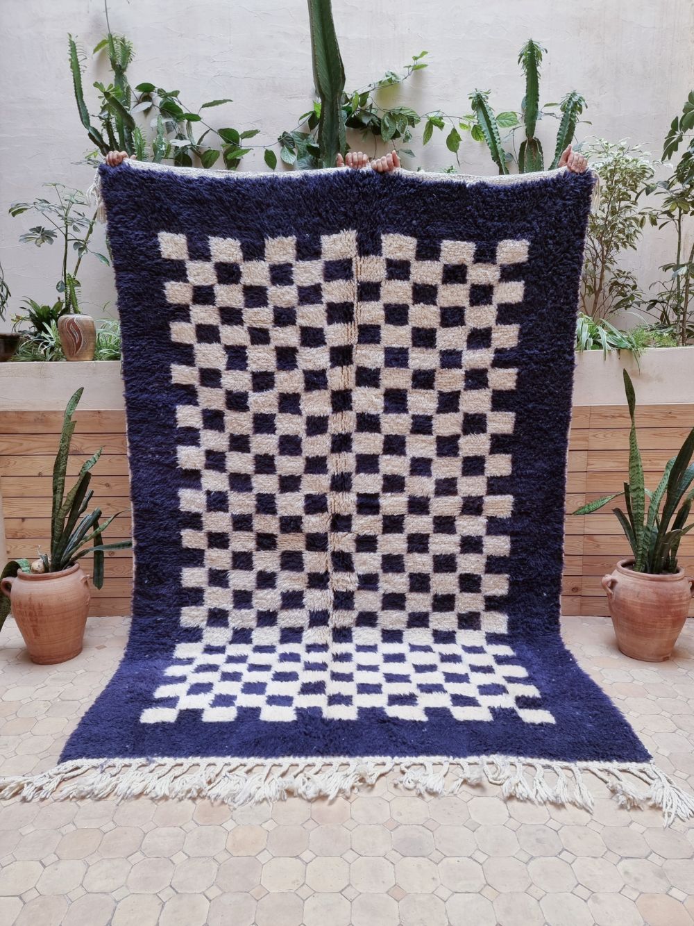 Order by Size: Moroccan Checkered Frame Rug