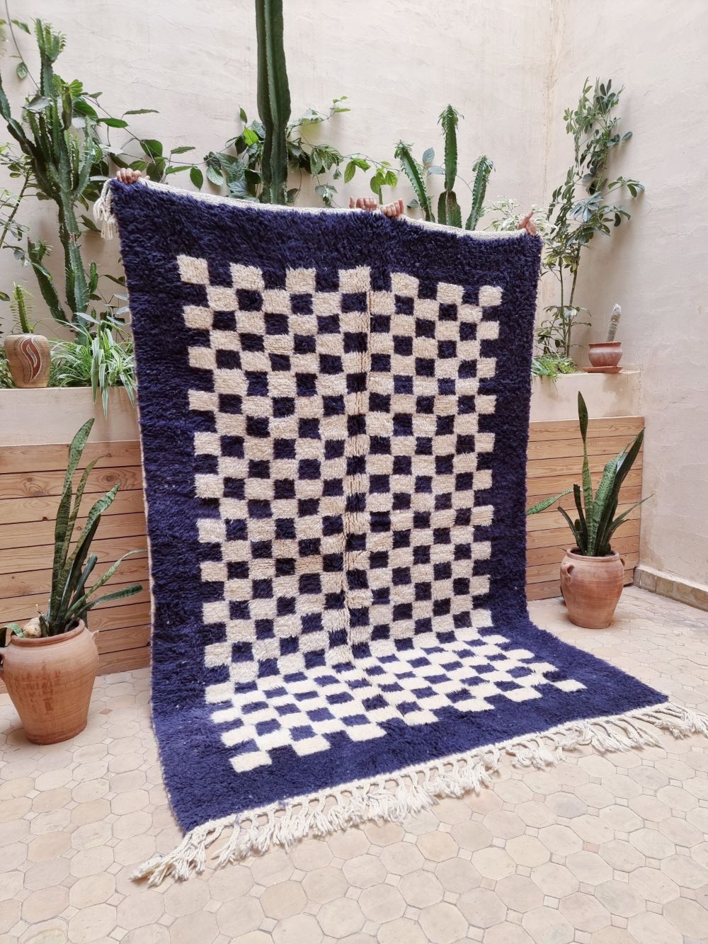 Order by Size: Moroccan Checkered Frame Rug