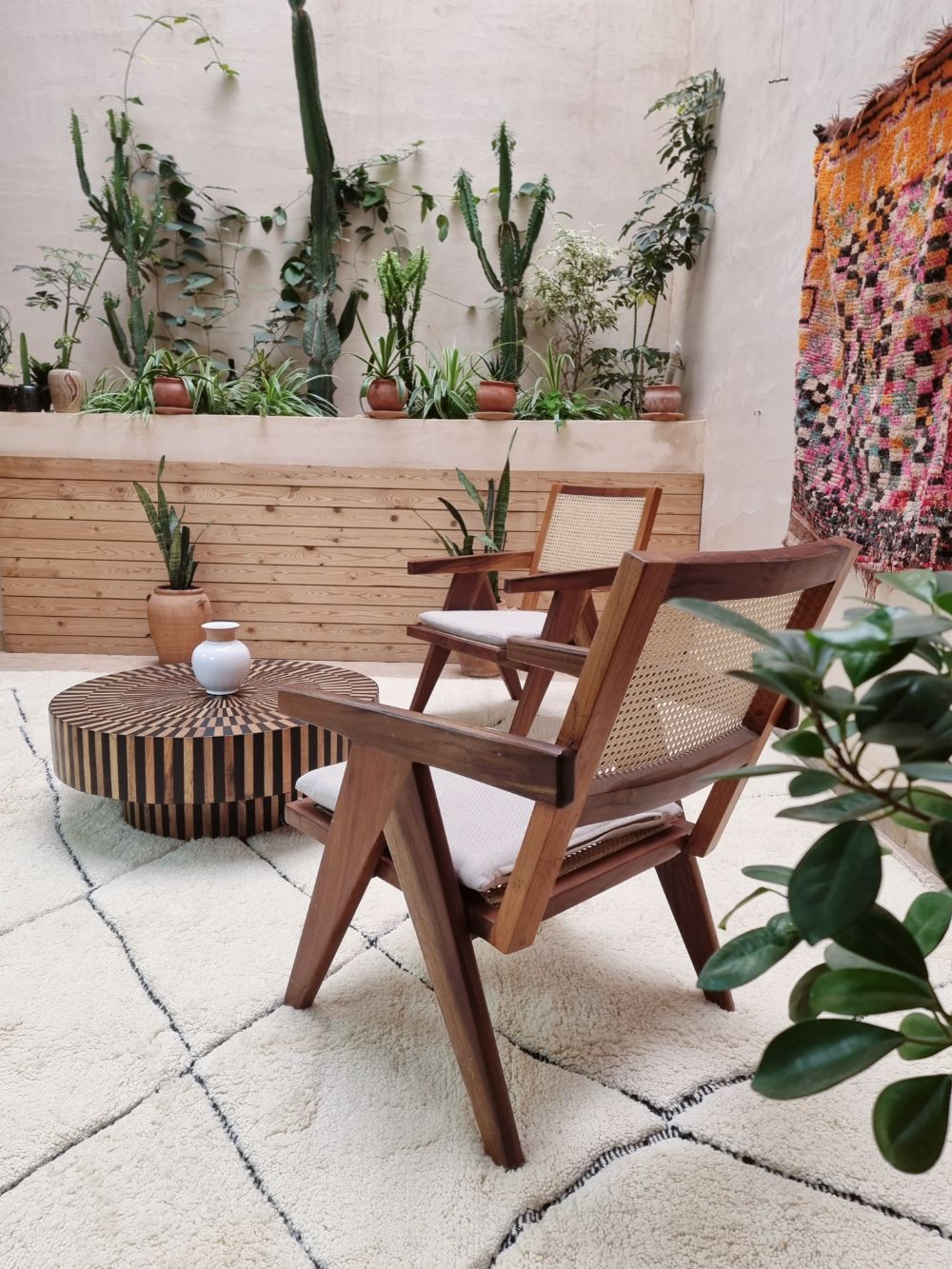 Moroccan Black & White Rug 310x315cm