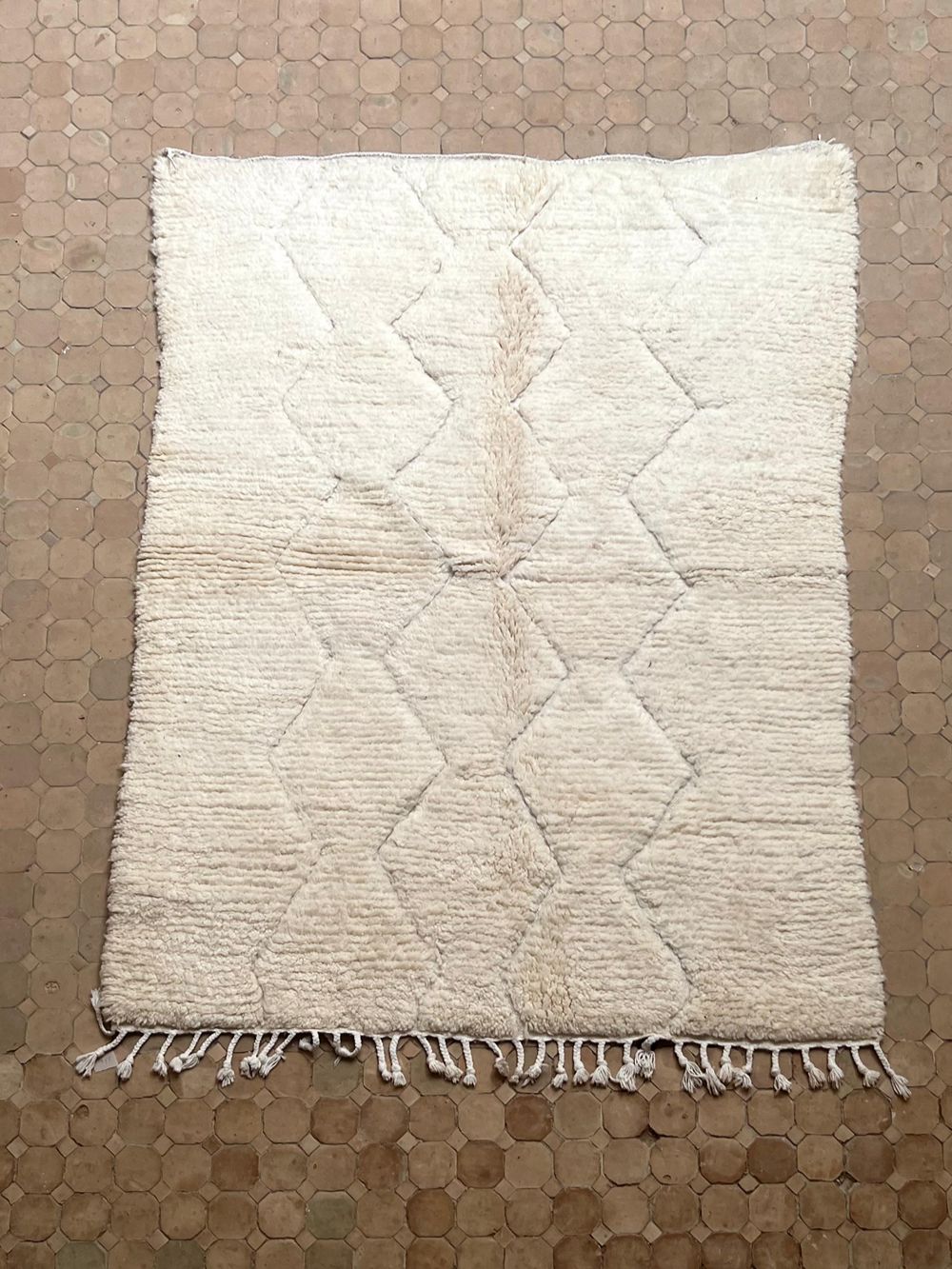 Moroccan All White Rug 215x155cm