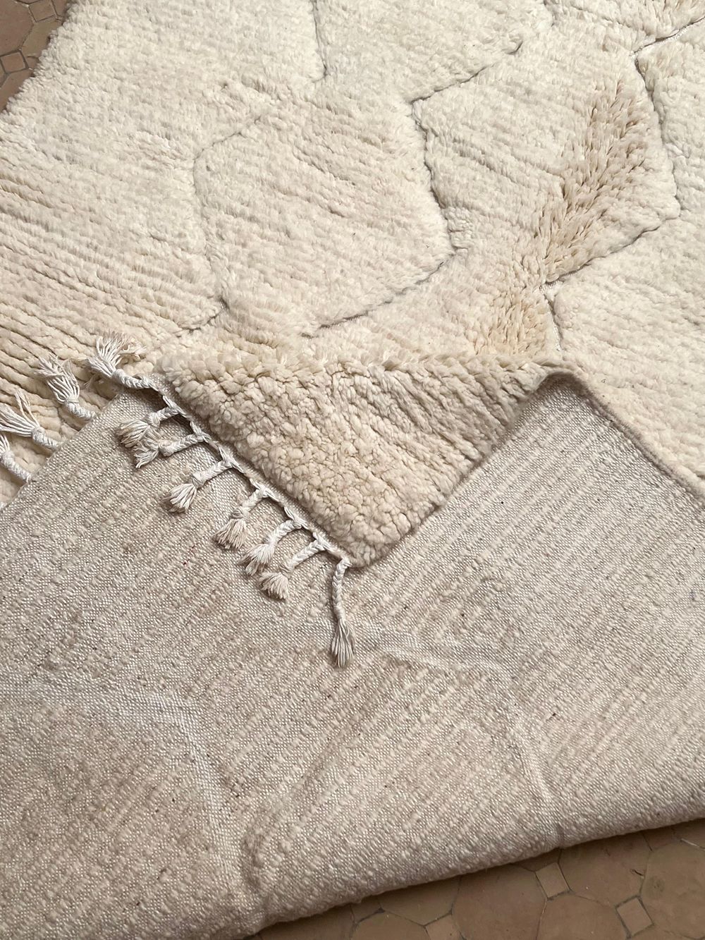 Moroccan All White Rug 215x155cm