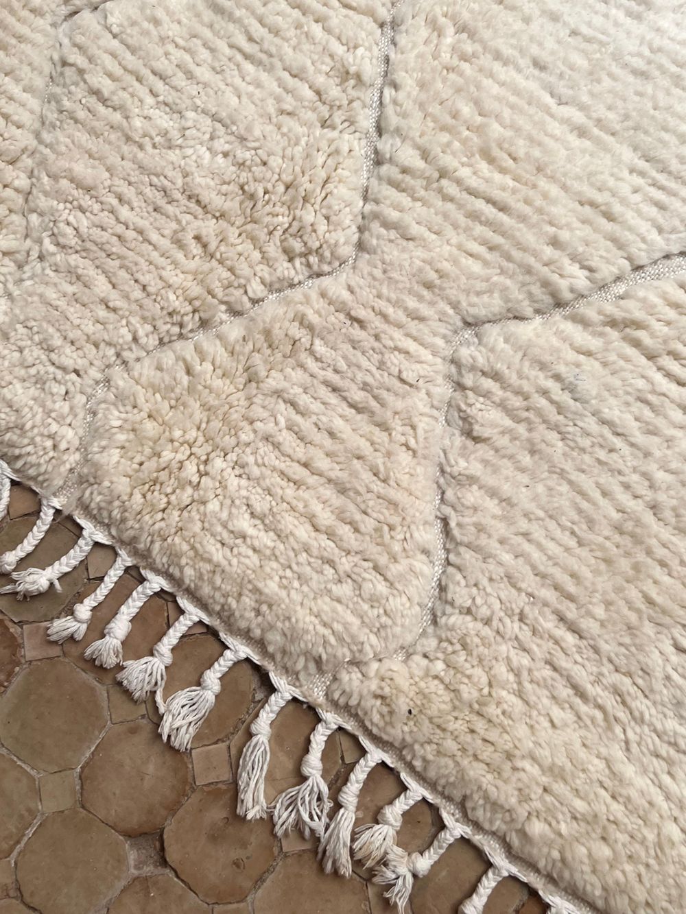 Moroccan All White Rug 215x155cm