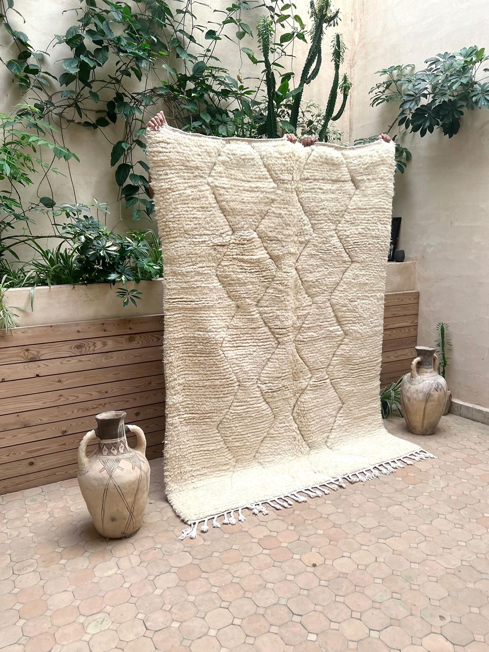 Moroccan All White Rug 215x155cm