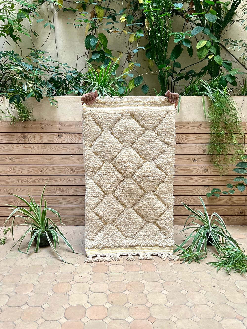 Moroccan All White Rug 105x60cm