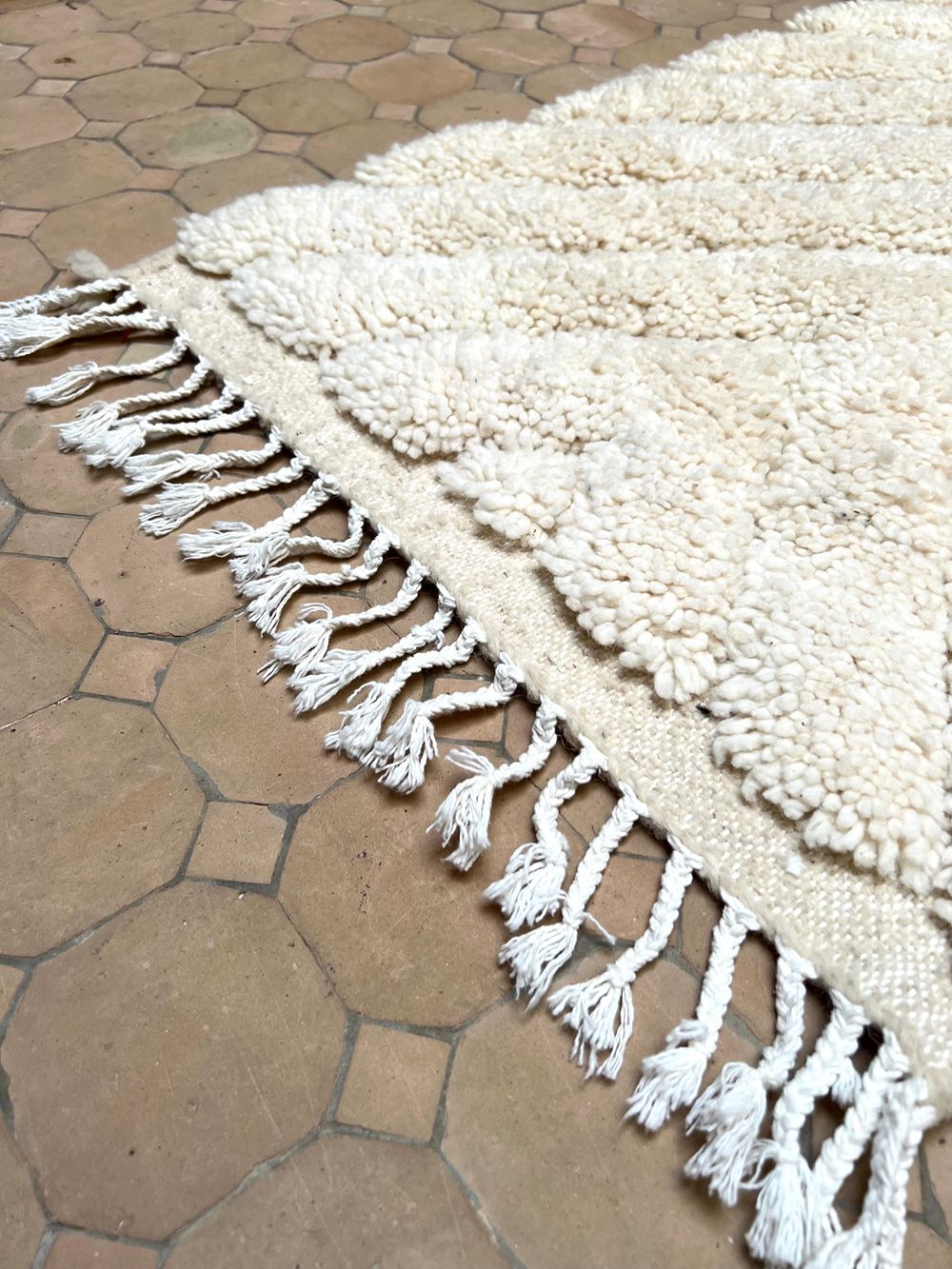 Moroccan All White Rug 115x60cm