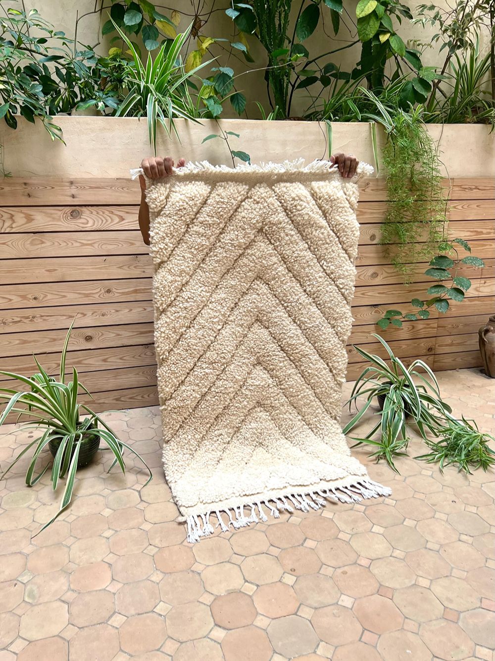 Moroccan All White Rug 115x60cm