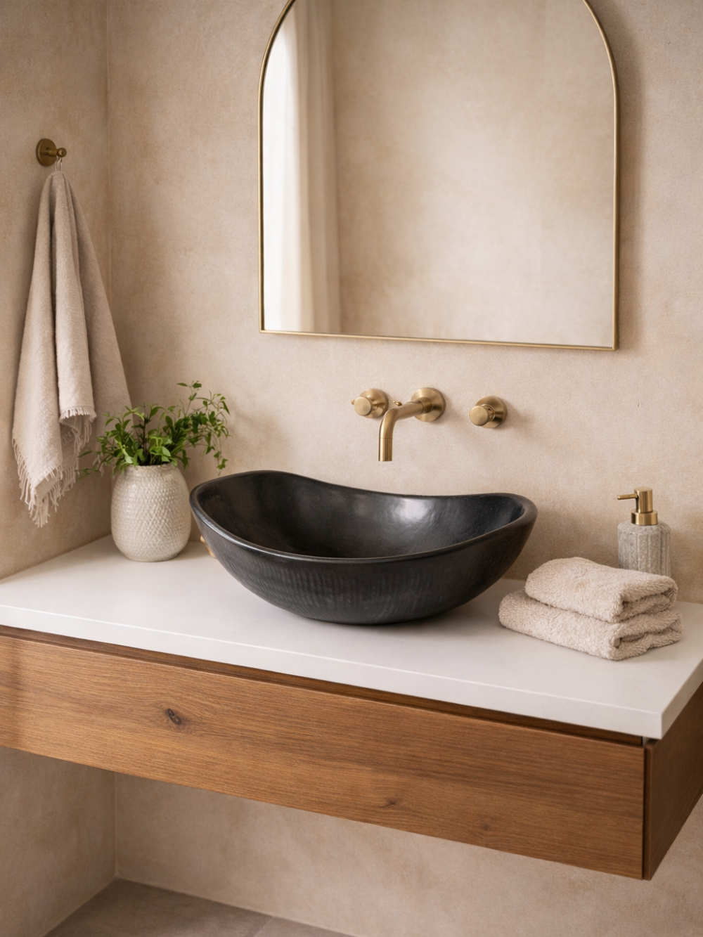 Moroccan Washbasin sink graphite grey Tadelakt