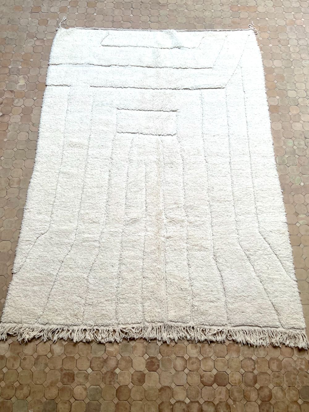 Moroccan All White Rug 310x210cm